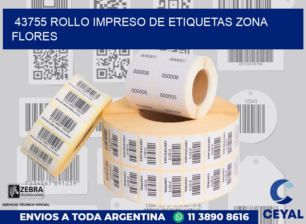 43755 ROLLO IMPRESO DE ETIQUETAS ZONA FLORES