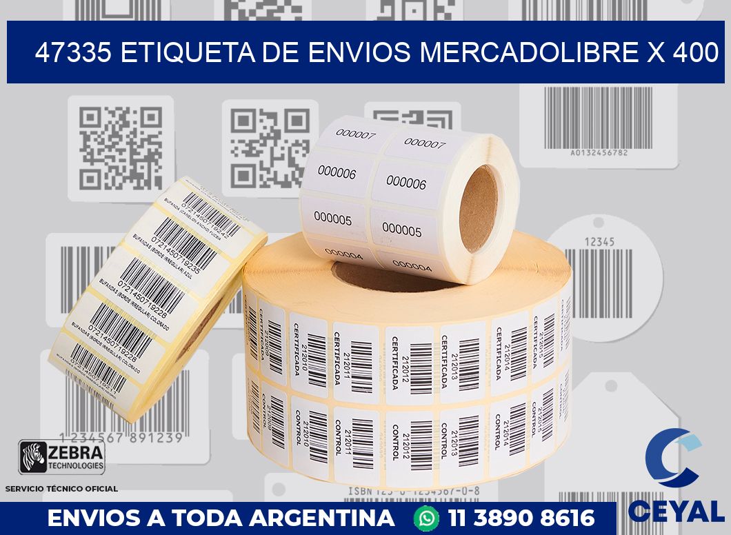 47335 etiqueta de envios mercadolibre x 400