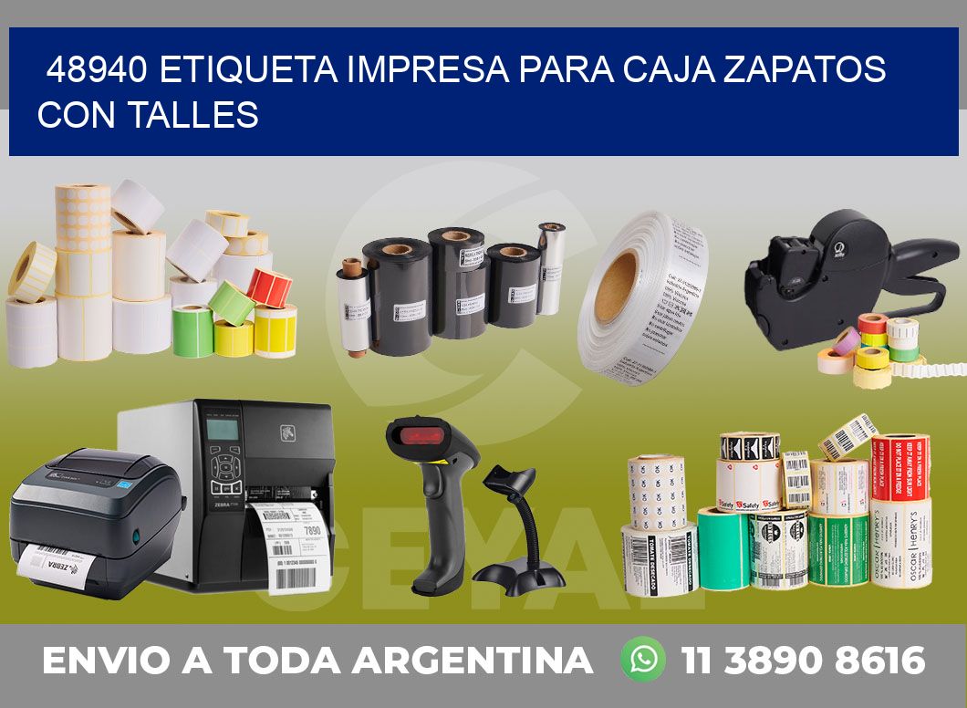 48940 ETIQUETA IMPRESA PARA CAJA ZAPATOS CON TALLES
