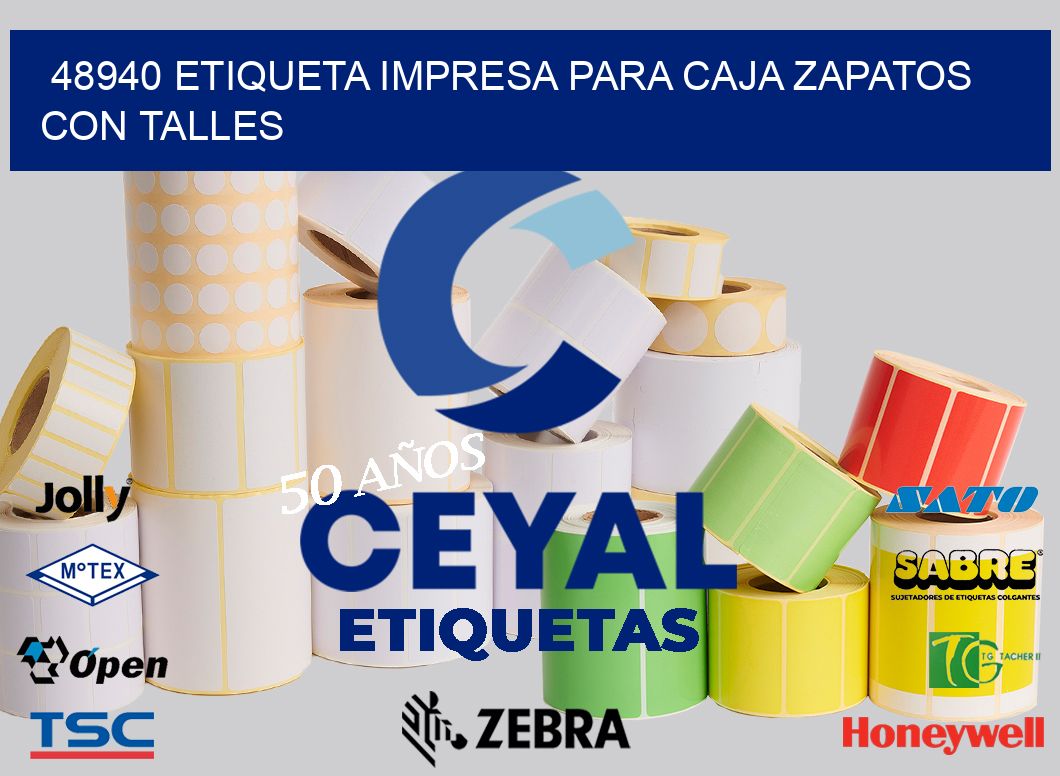 48940 ETIQUETA IMPRESA PARA CAJA ZAPATOS CON TALLES