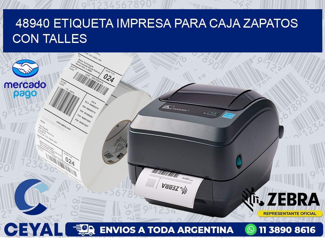 48940 ETIQUETA IMPRESA PARA CAJA ZAPATOS CON TALLES