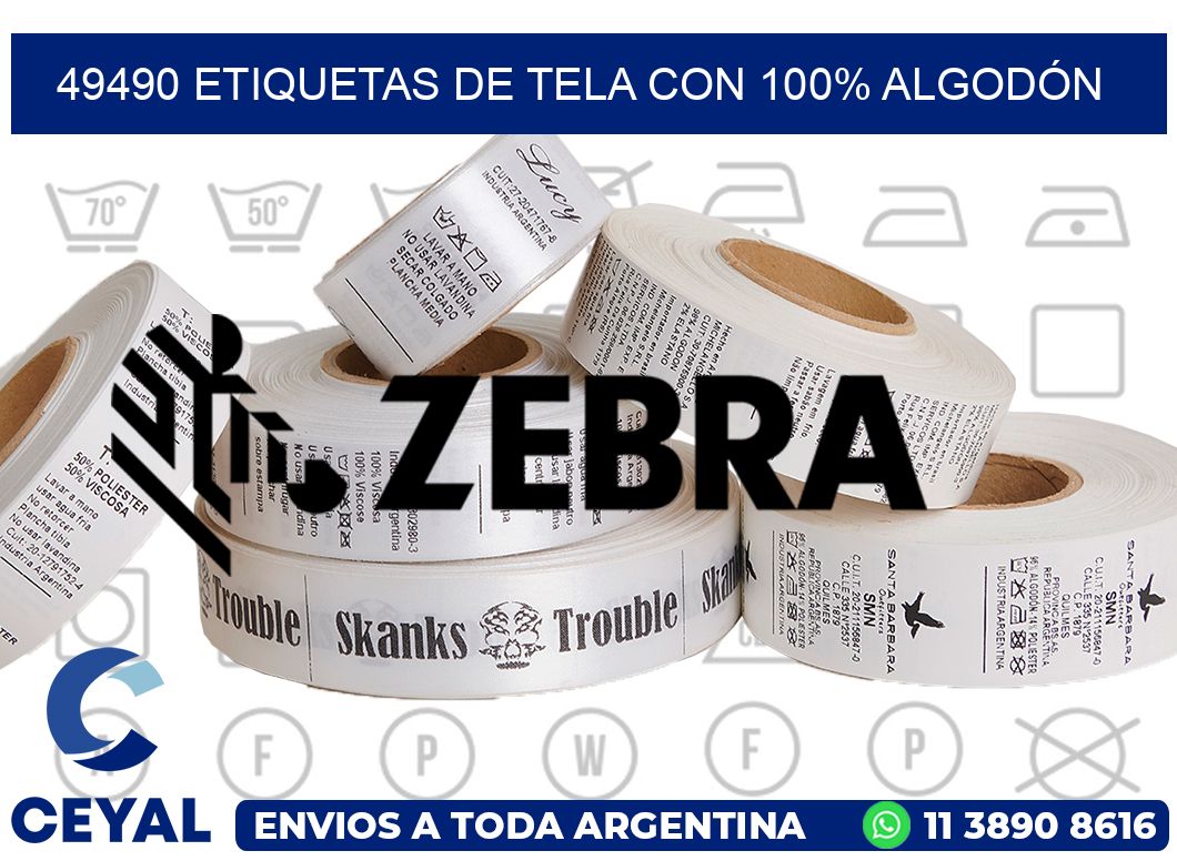 49490 ETIQUETAS DE TELA CON 100% ALGODÓN