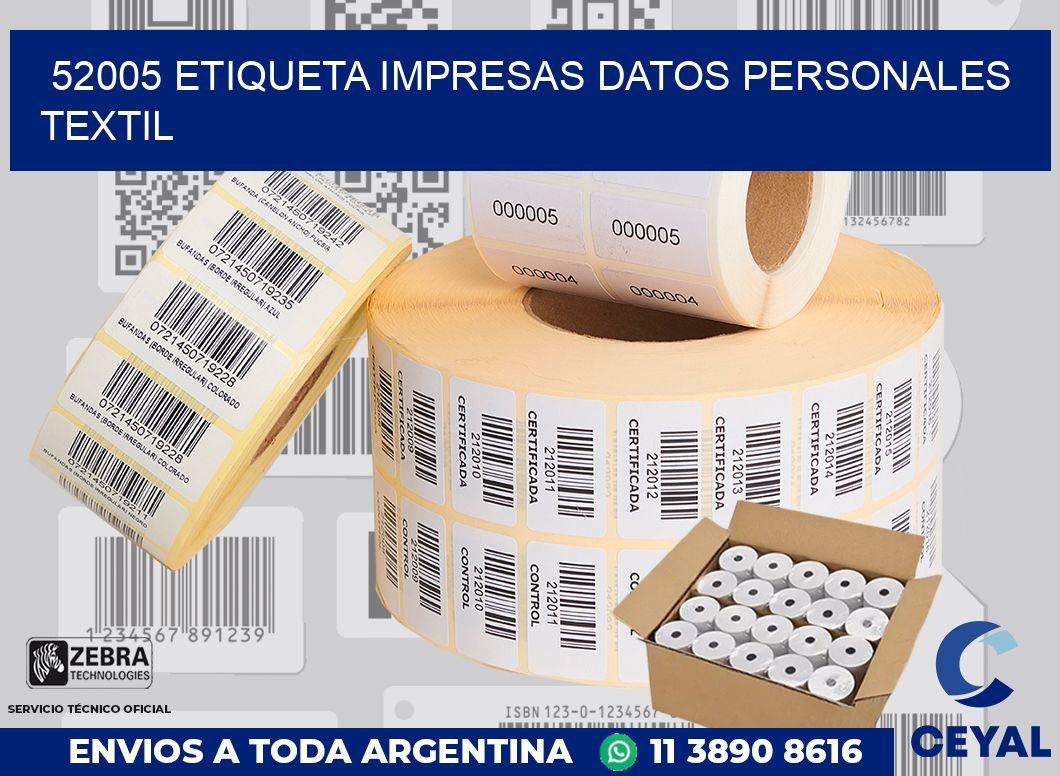 52005 ETIQUETA IMPRESAS DATOS PERSONALES TEXTIL