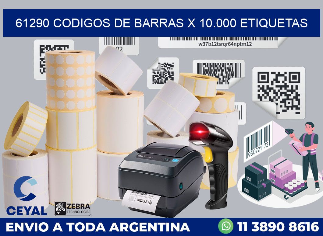 61290 codigos de barras x 10.000 etiquetas