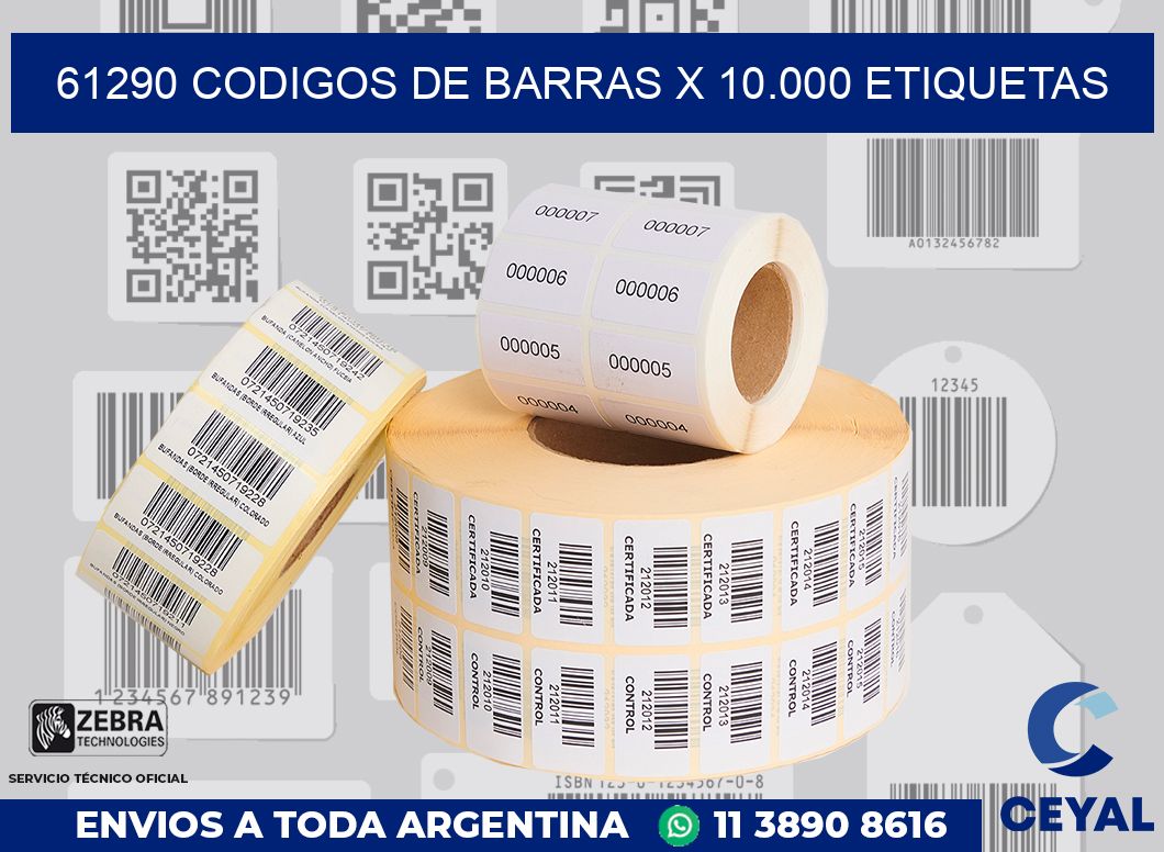 61290 codigos de barras x 10.000 etiquetas