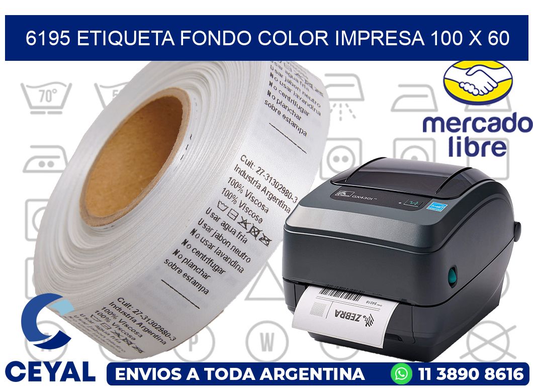 6195 ETIQUETA FONDO COLOR IMPRESA 100 X 60