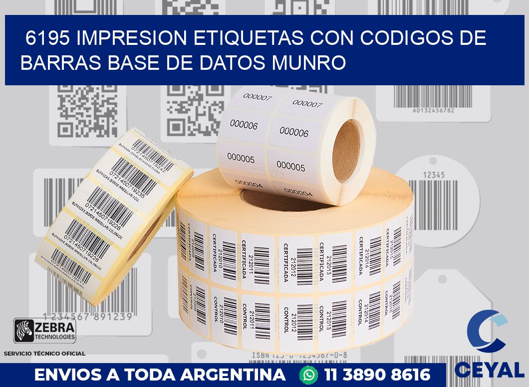 6195 IMPRESION ETIQUETAS CON CODIGOS DE BARRAS BASE DE DATOS MUNRO