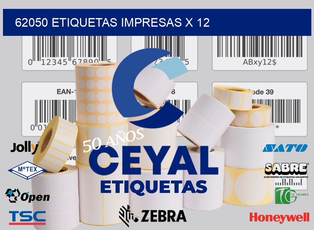 62050 Etiquetas impresas x 12