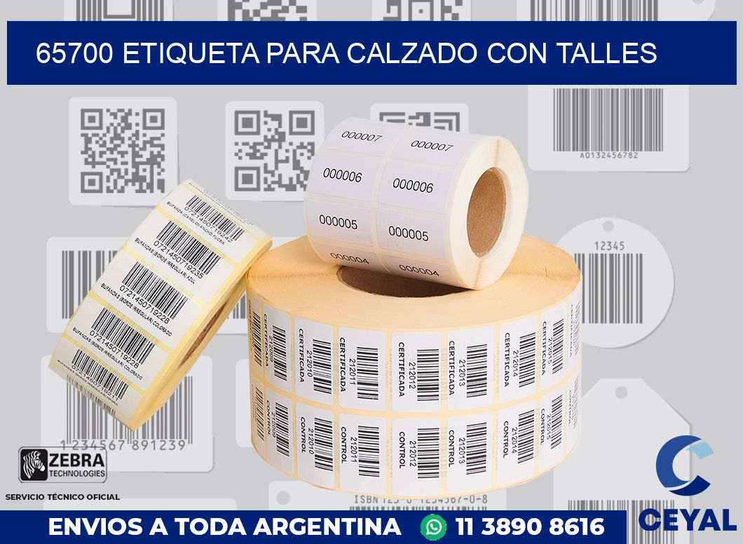 65700 ETIQUETA PARA CALZADO CON TALLES