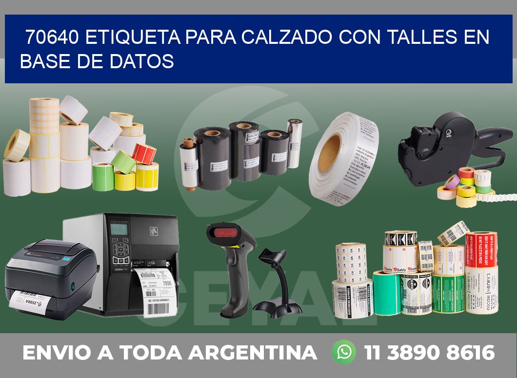 70640 ETIQUETA PARA CALZADO CON TALLES EN BASE DE DATOS