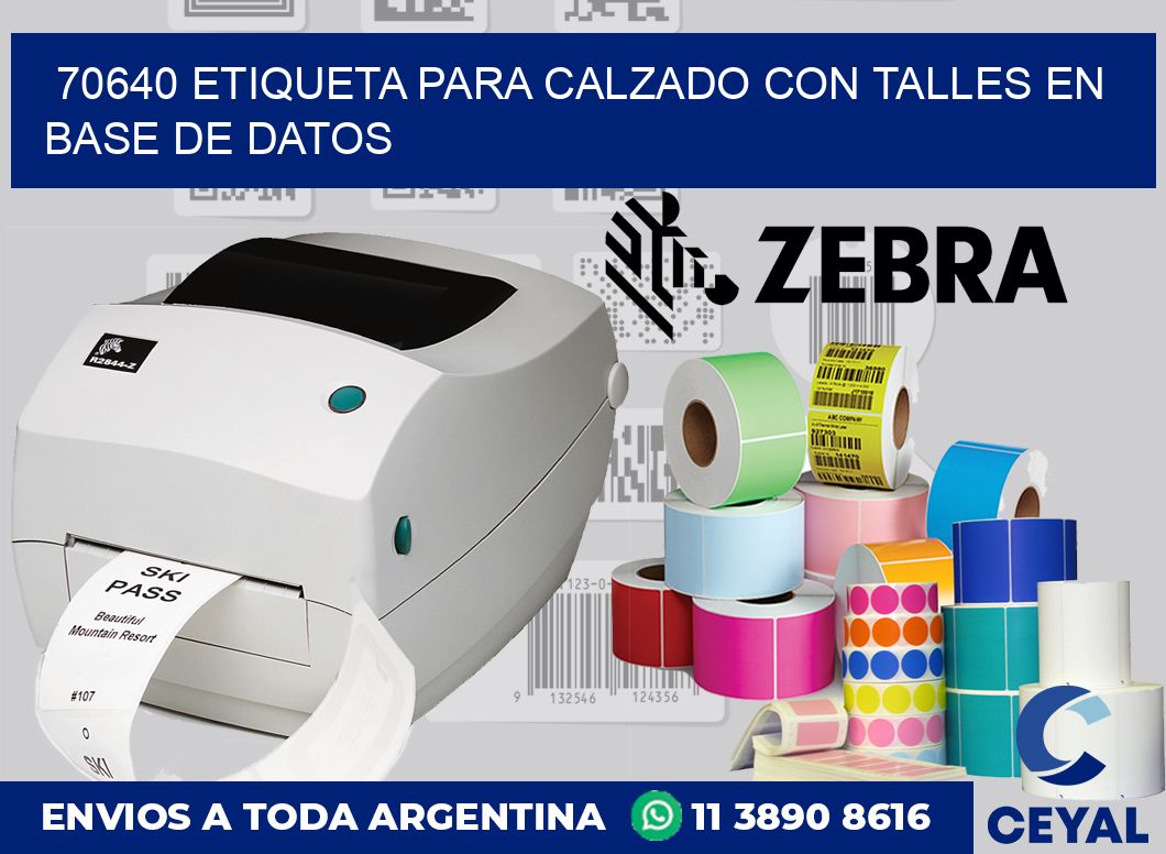 70640 ETIQUETA PARA CALZADO CON TALLES EN BASE DE DATOS