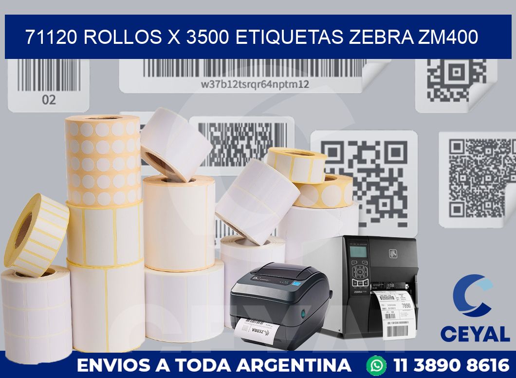 71120 Rollos x 3500 etiquetas zebra zm400