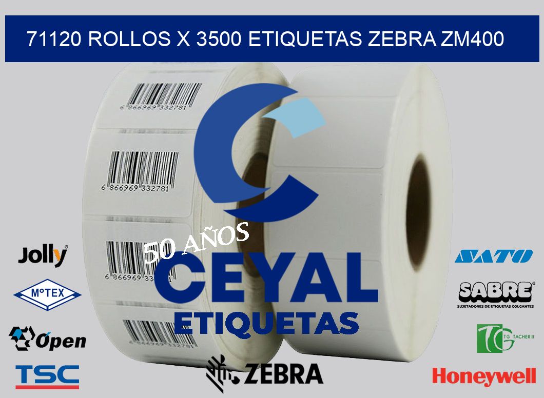 71120 Rollos x 3500 etiquetas zebra zm400