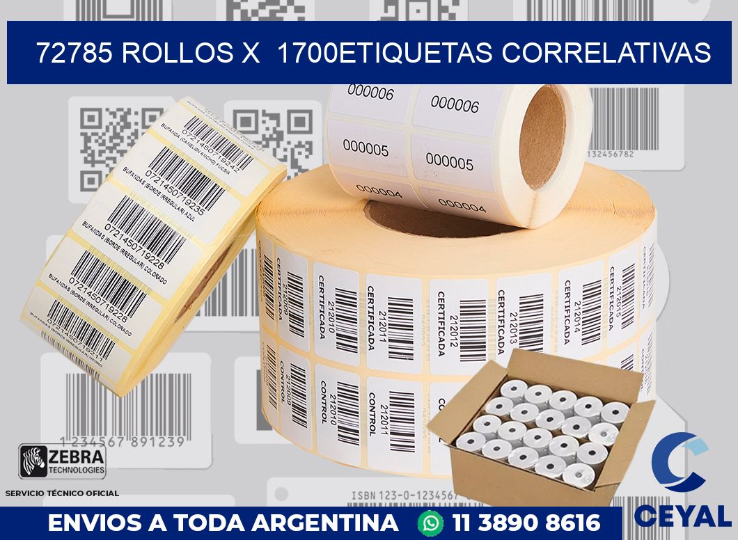 72785 Rollos x  1700etiquetas correlativas