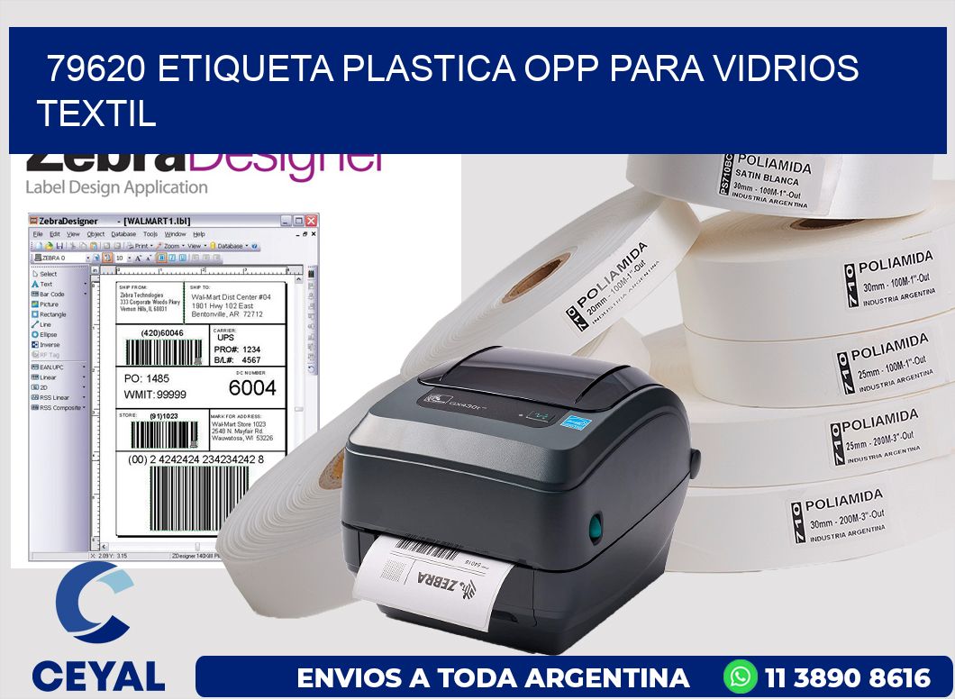 79620 ETIQUETA PLASTICA OPP PARA VIDRIOS TEXTIL