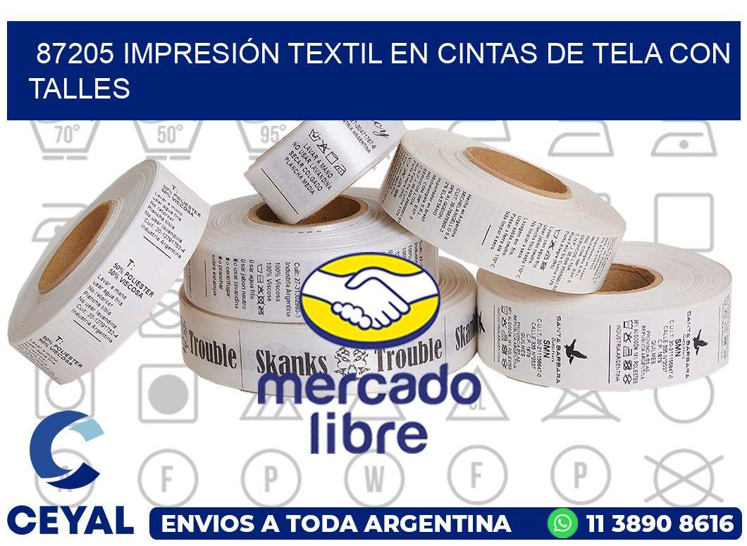 87205 IMPRESIÓN TEXTIL EN CINTAS DE TELA CON TALLES