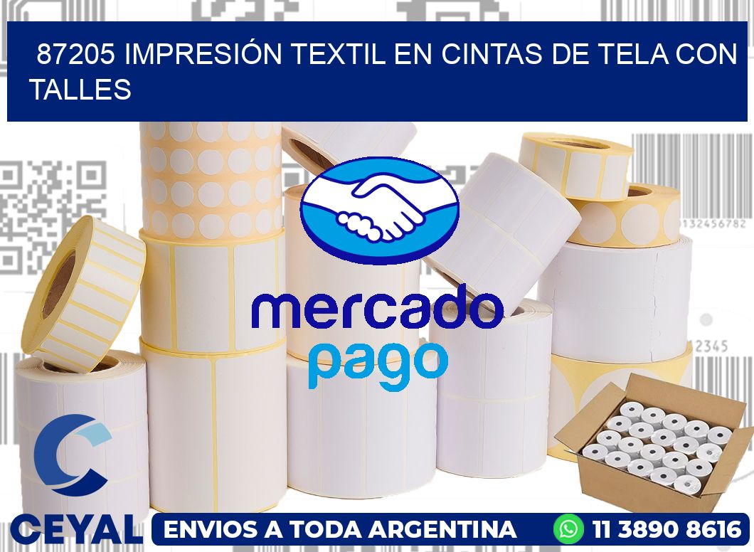87205 IMPRESIÓN TEXTIL EN CINTAS DE TELA CON TALLES