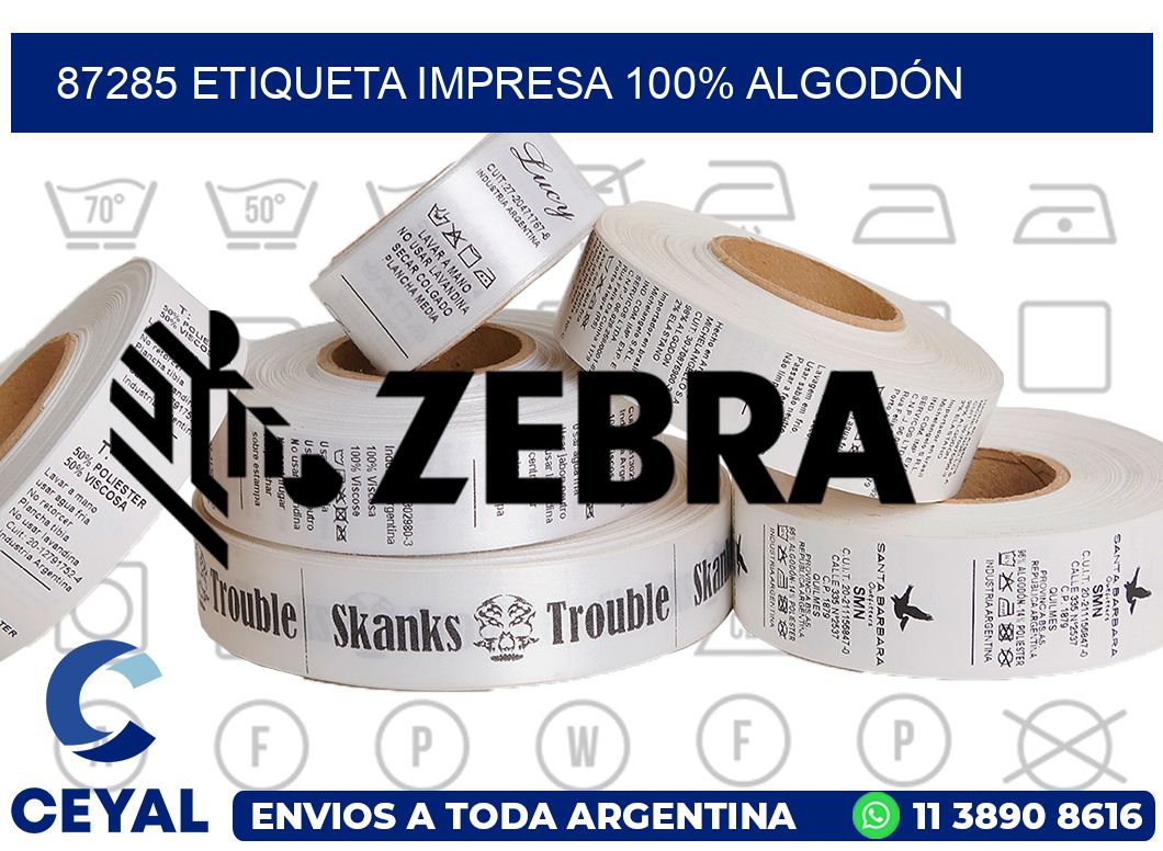 87285 ETIQUETA IMPRESA 100% ALGODÓN