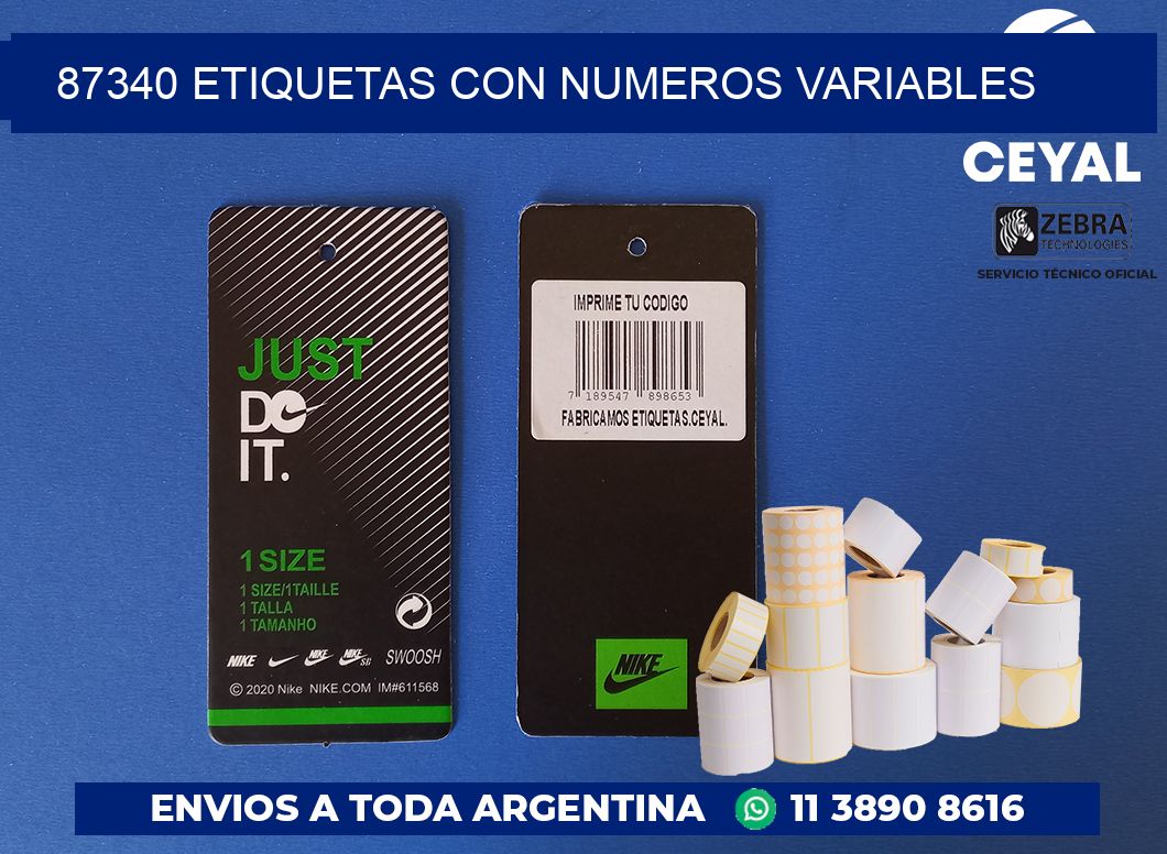 87340 ETIQUETAS CON NUMEROS VARIABLES