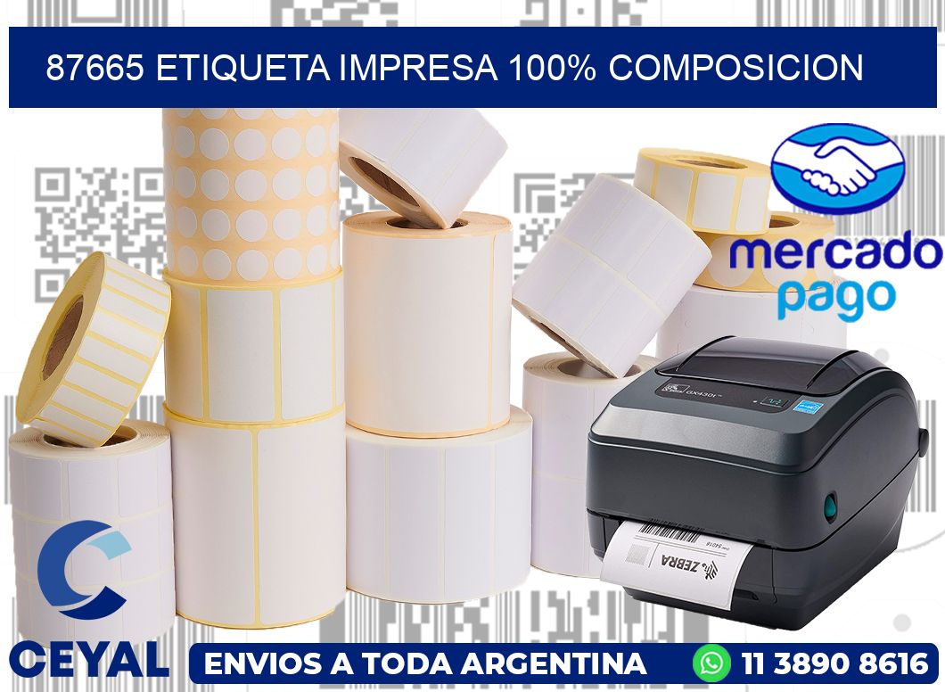 87665 ETIQUETA IMPRESA 100% COMPOSICION