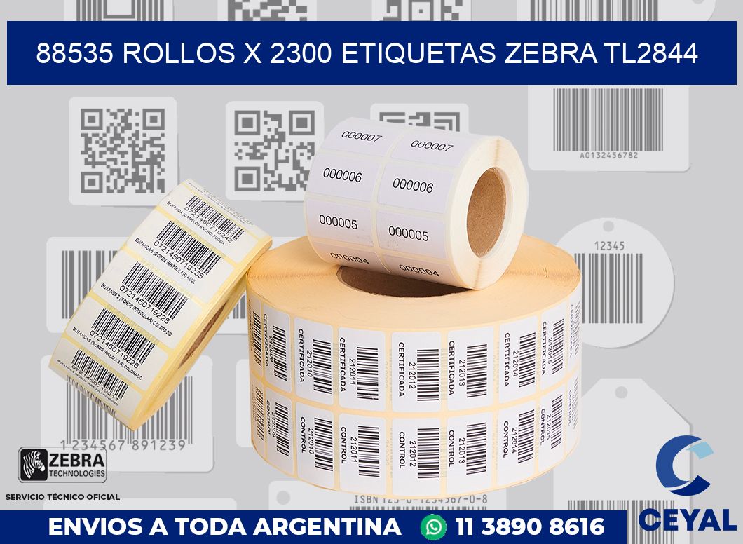 88535 Rollos x 2300 etiquetas zebra tl2844