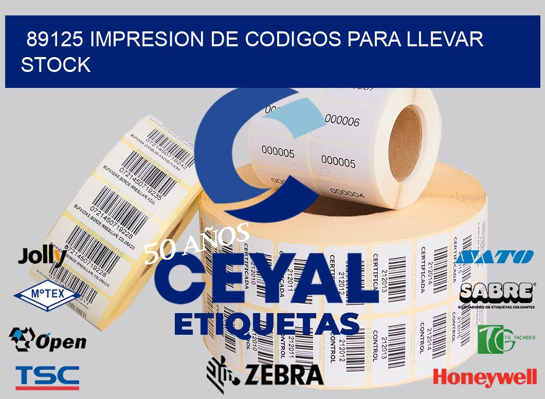 89125 IMPRESION DE CODIGOS PARA LLEVAR STOCK