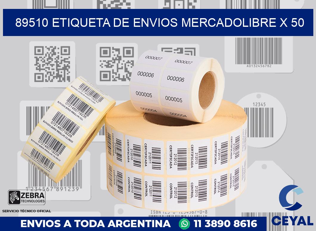 89510 etiqueta de envios mercadolibre x 50