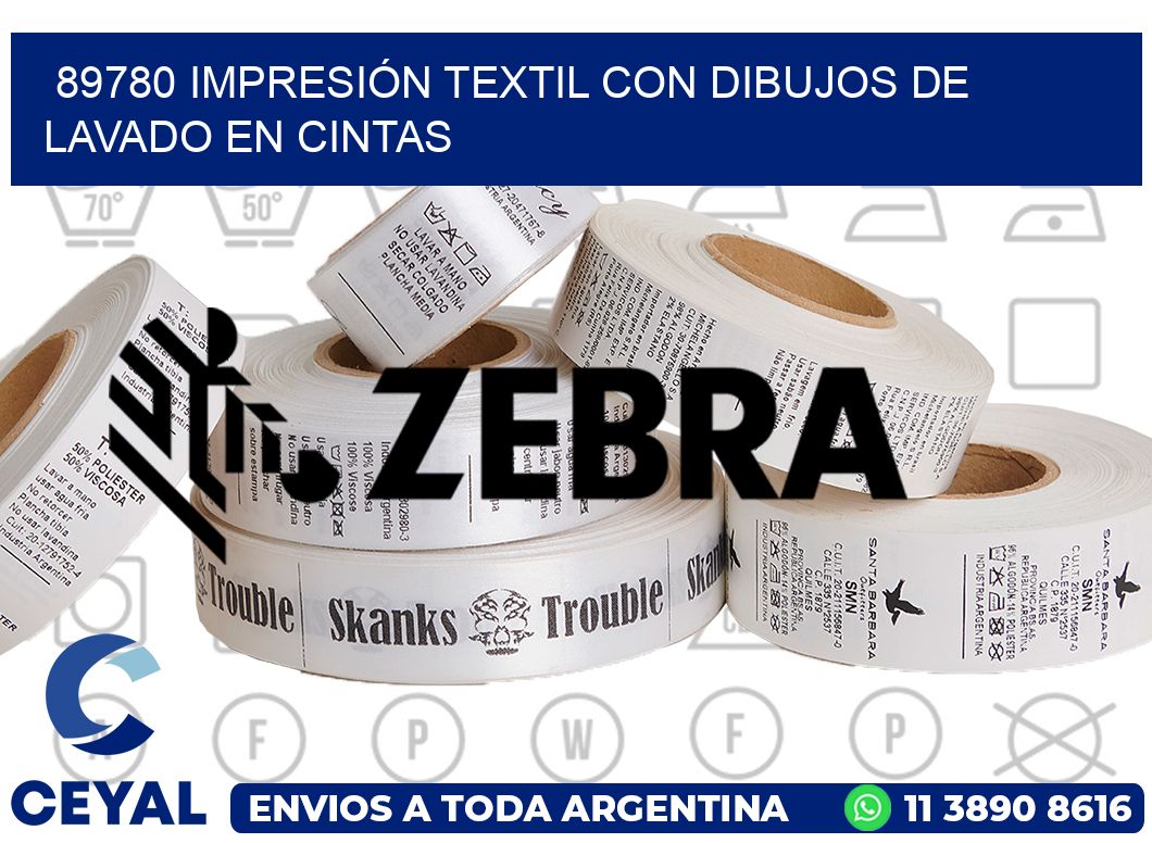 89780 IMPRESIÓN TEXTIL CON DIBUJOS DE LAVADO EN CINTAS