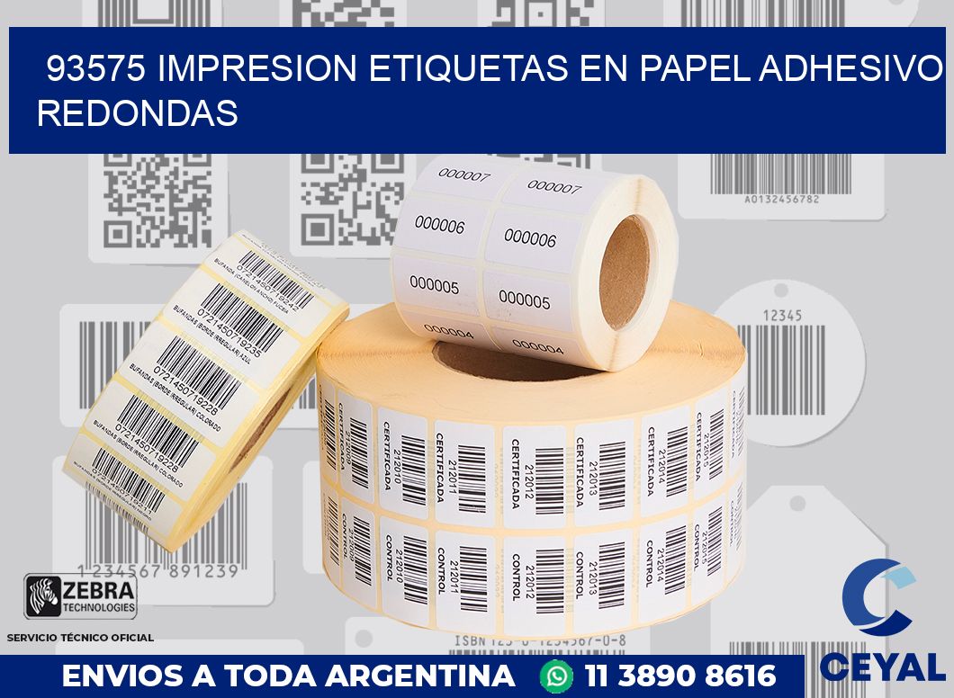 93575 IMPRESION ETIQUETAS EN PAPEL ADHESIVO REDONDAS