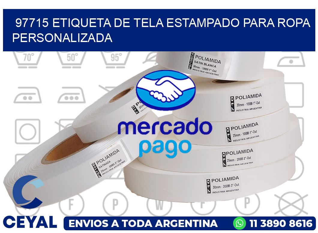 97715 ETIQUETA DE TELA ESTAMPADO PARA ROPA PERSONALIZADA