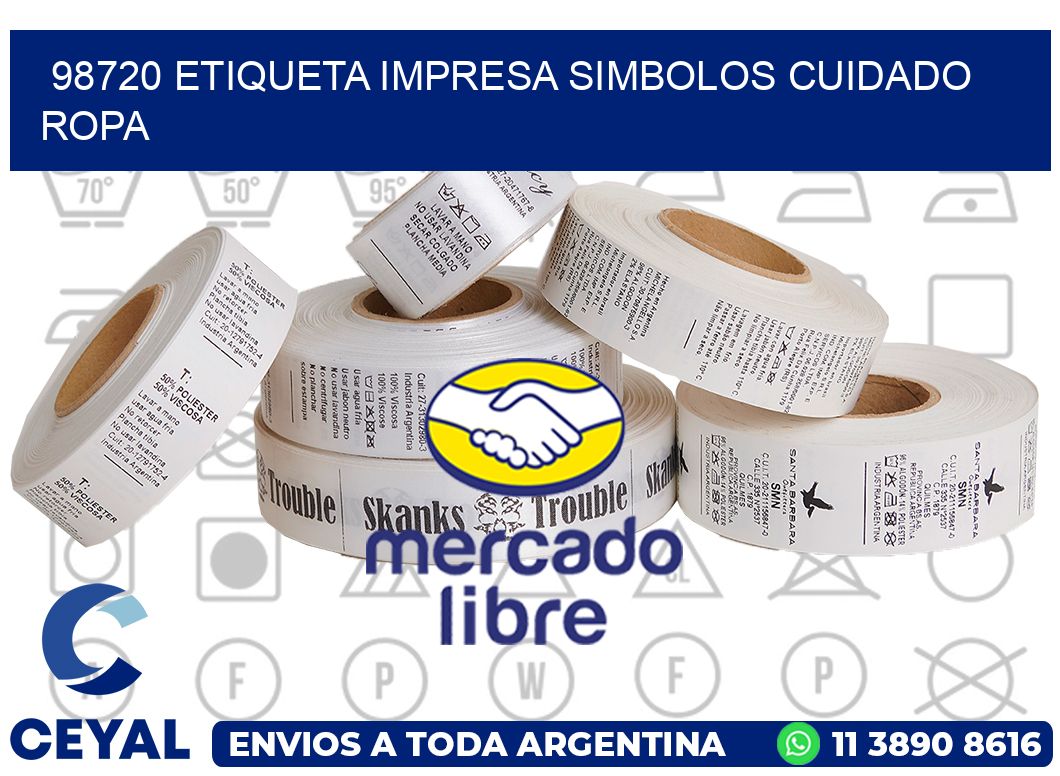 98720 ETIQUETA IMPRESA SIMBOLOS CUIDADO ROPA