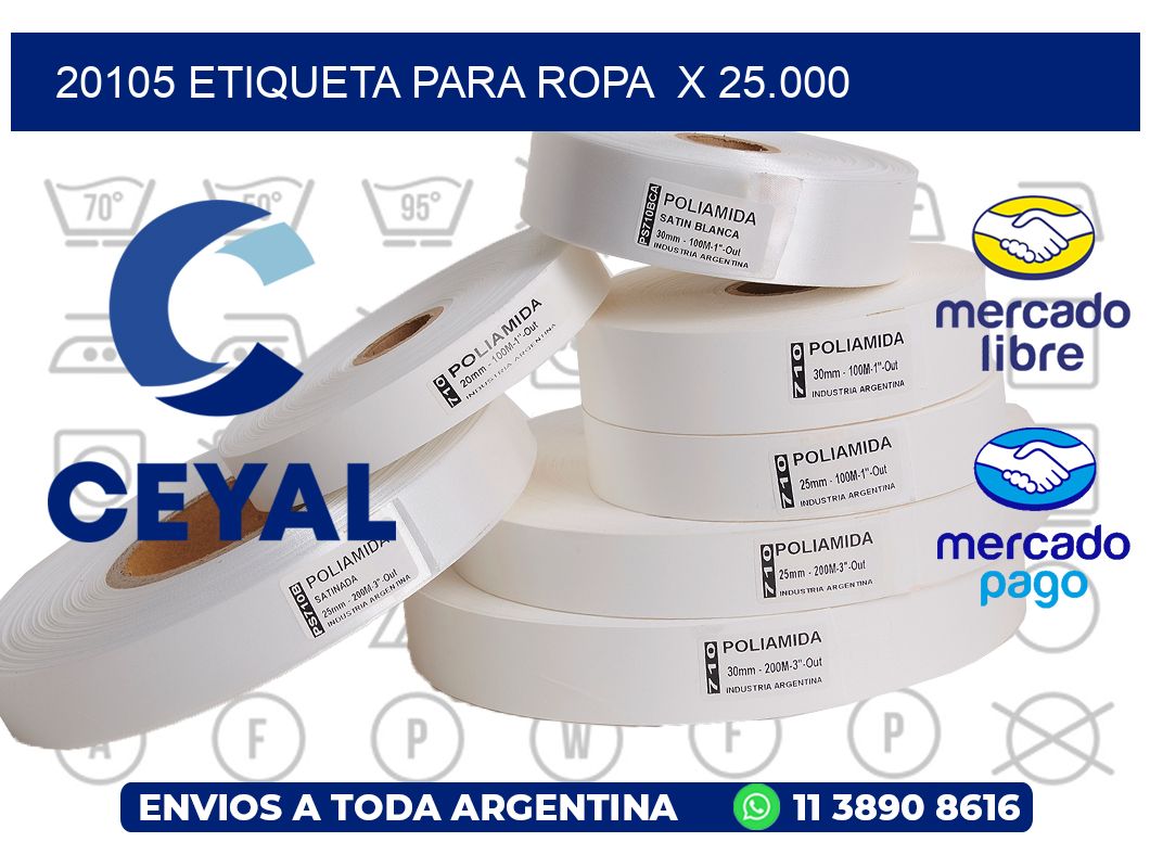 20105 ETIQUETA PARA ROPA  X 25.000