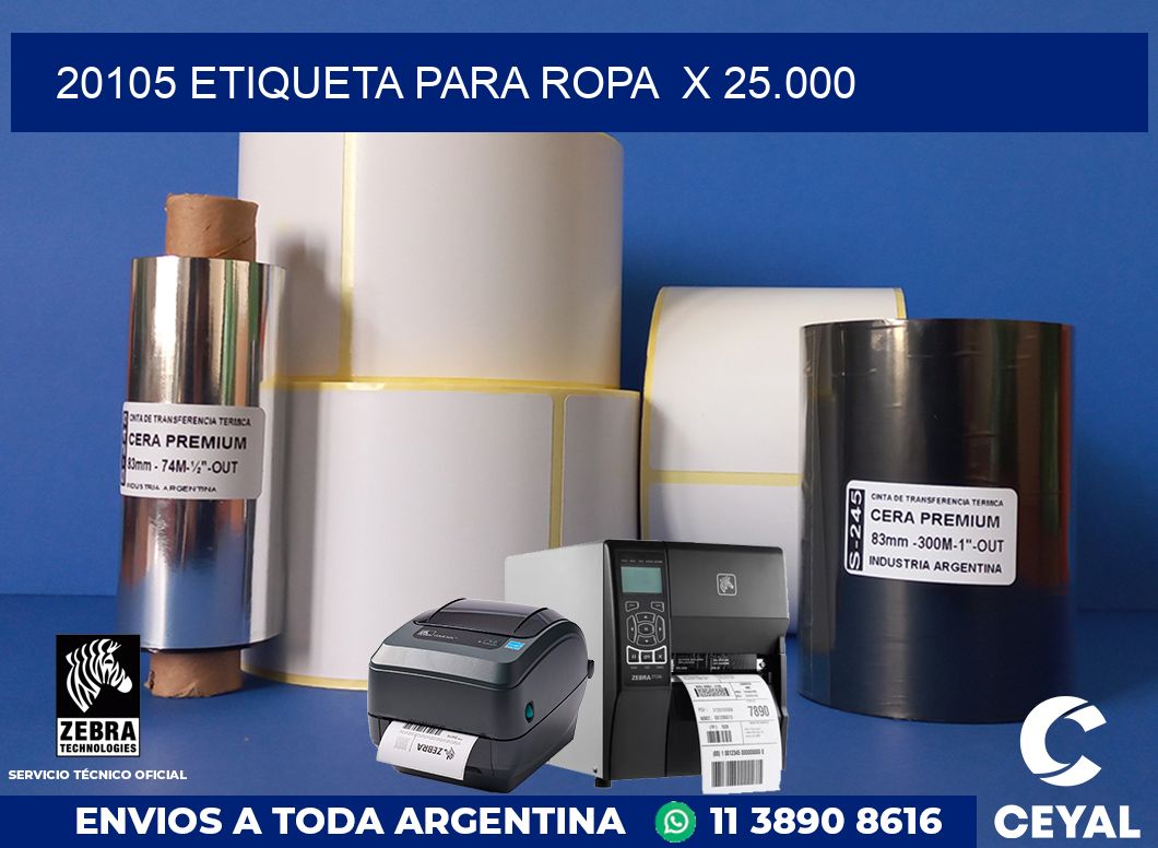 20105 ETIQUETA PARA ROPA  X 25.000