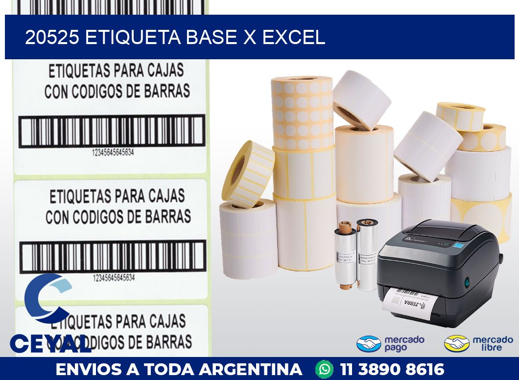 20525 etiqueta base x excel