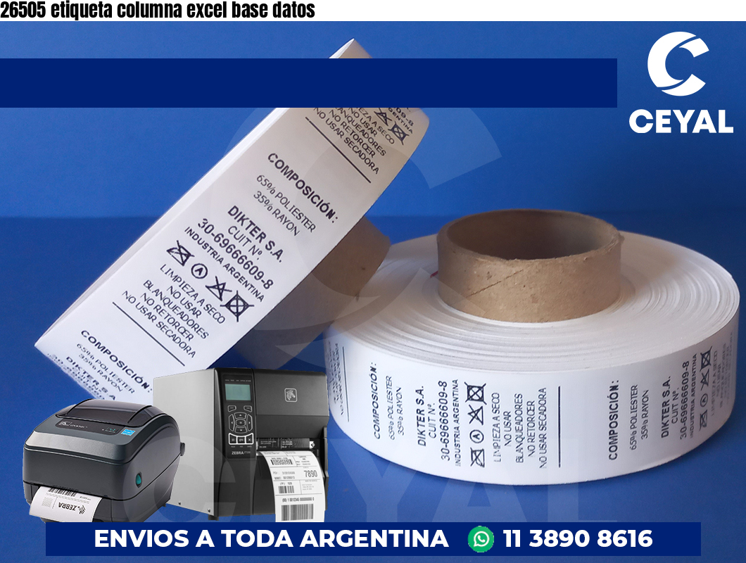 26505 etiqueta columna excel base datos