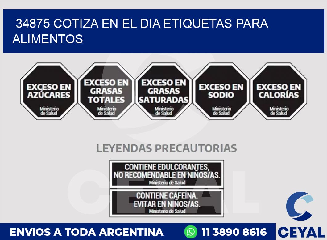 34875 COTIZA EN EL DIA ETIQUETAS PARA ALIMENTOS