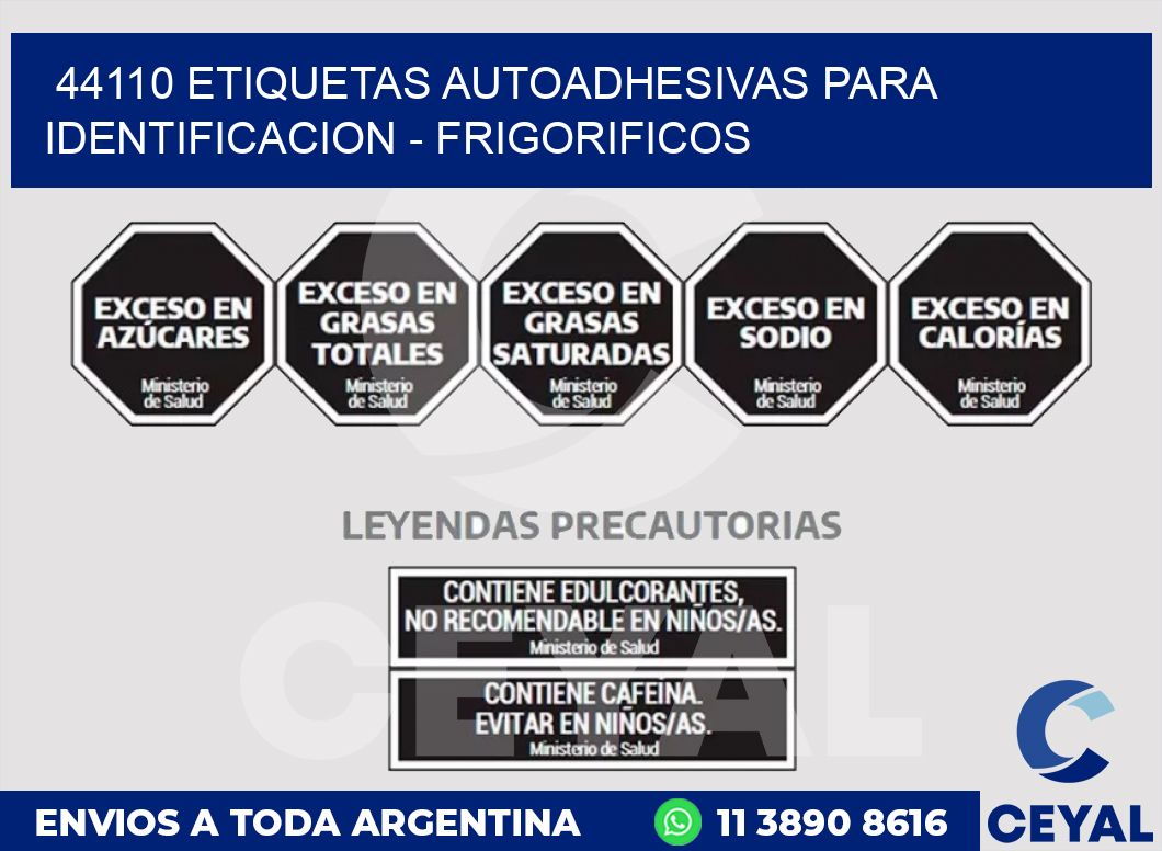 44110 ETIQUETAS AUTOADHESIVAS PARA IDENTIFICACION - FRIGORIFICOS