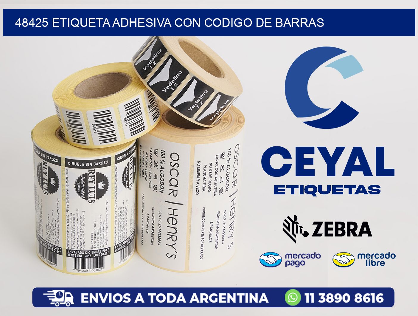 48425 ETIQUETA ADHESIVA CON CODIGO DE BARRAS