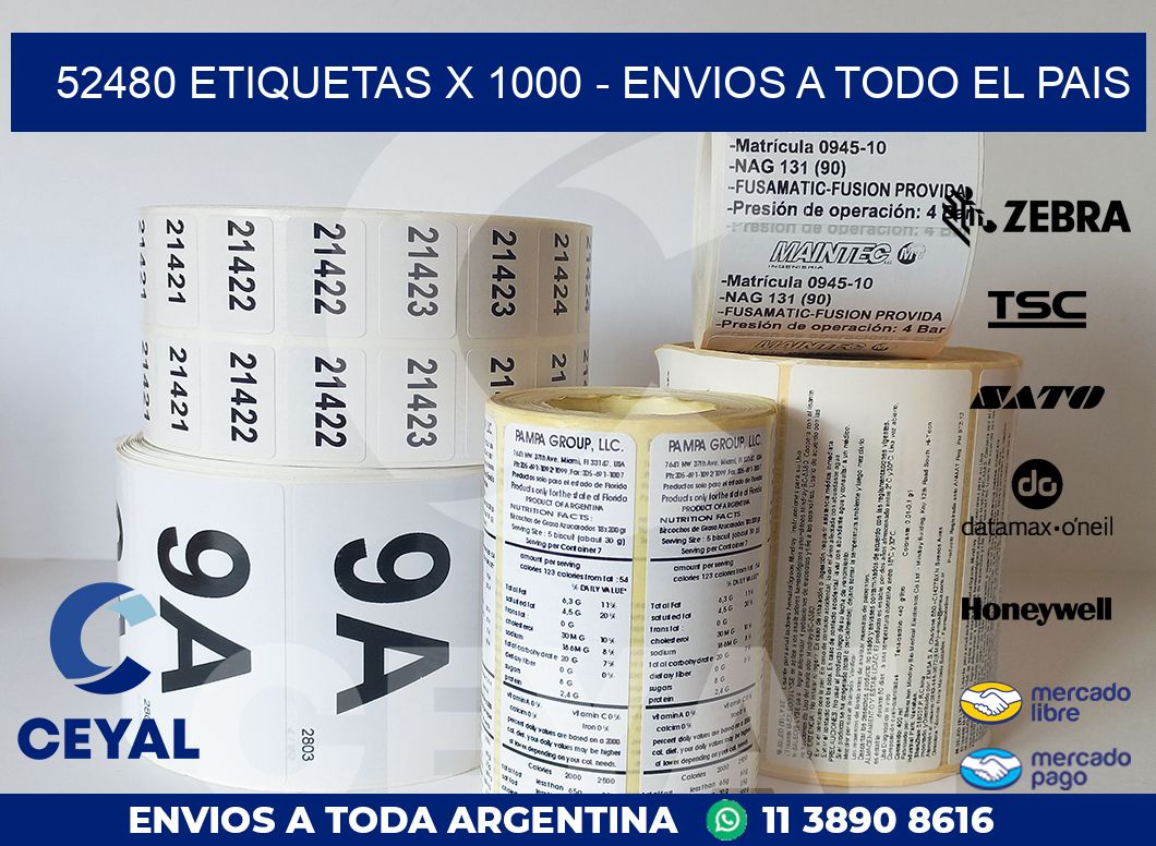 52480 ETIQUETAS X 1000 – ENVIOS A TODO EL PAIS