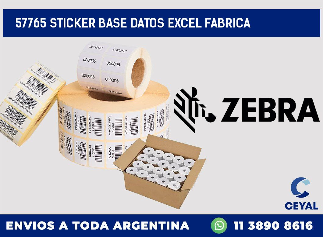 57765 sticker base datos excel fabrica