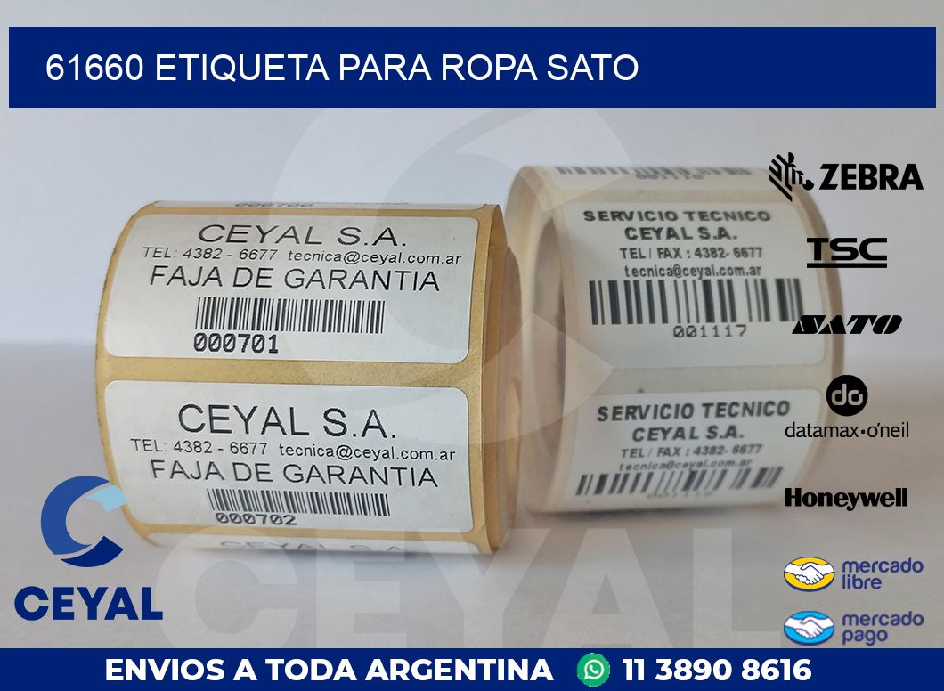 61660 ETIQUETA PARA ROPA SATO
