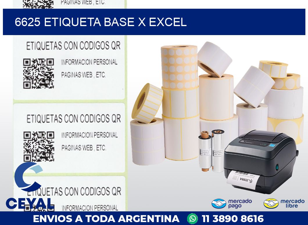 6625 etiqueta base x excel