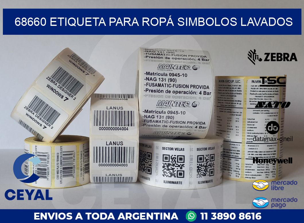 68660 ETIQUETA PARA ROPÁ SIMBOLOS LAVADOS