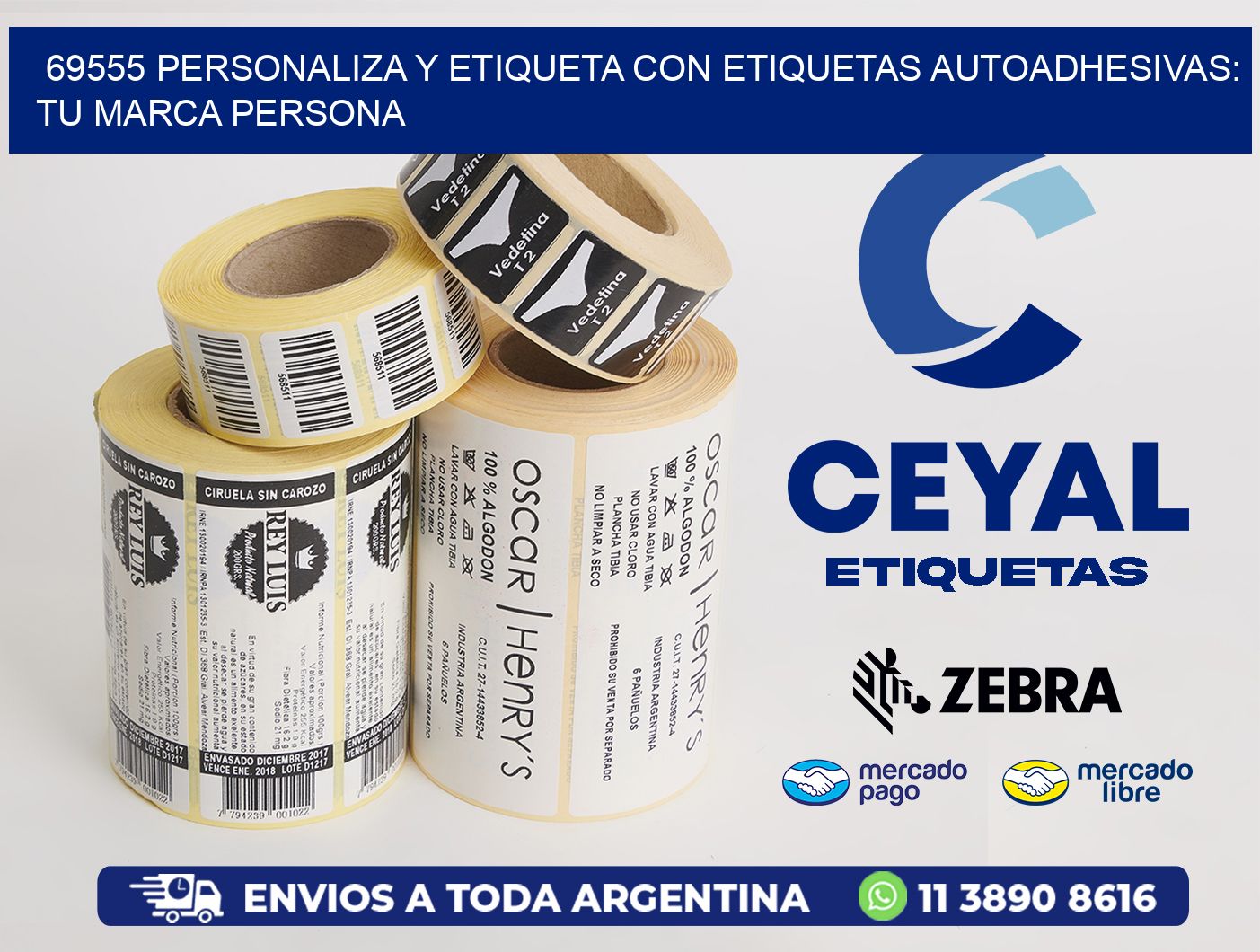 69555 Personaliza y Etiqueta con Etiquetas Autoadhesivas: Tu Marca Persona