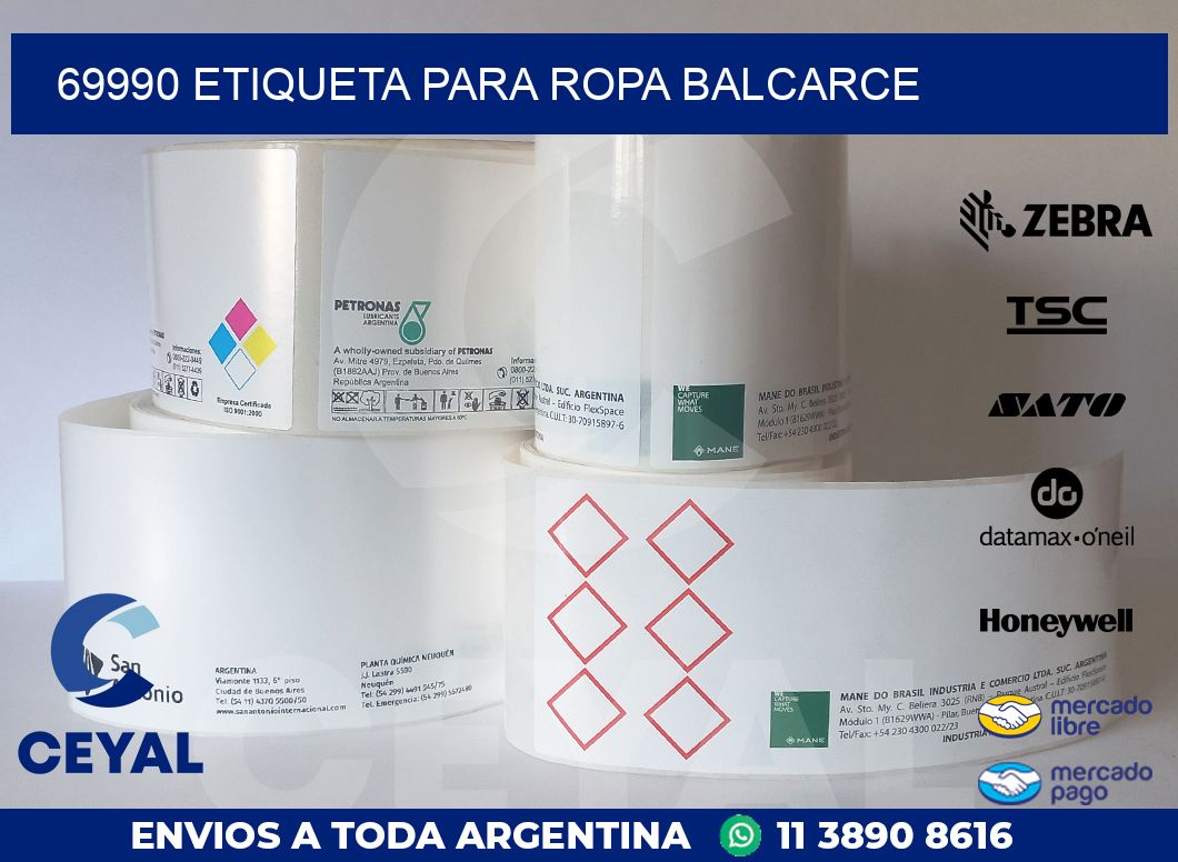 69990 ETIQUETA PARA ROPA BALCARCE
