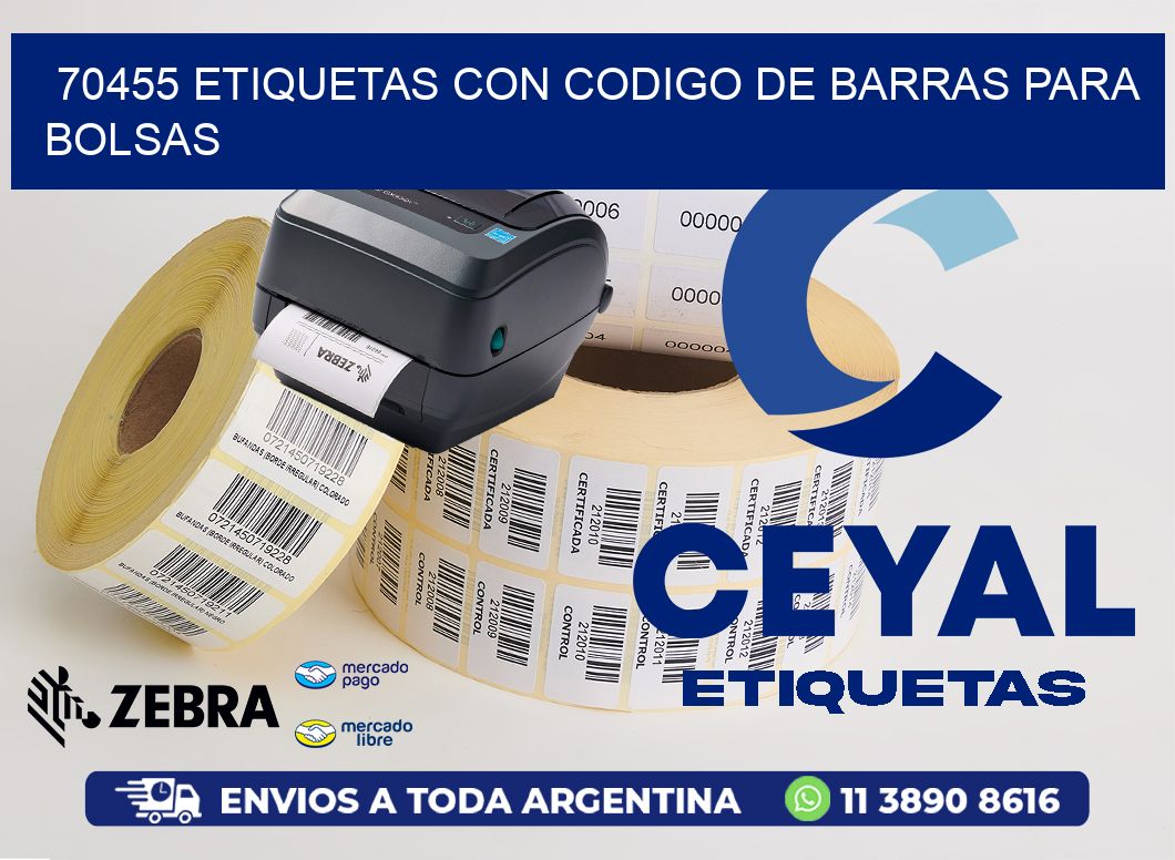70455 ETIQUETAS CON CODIGO DE BARRAS PARA BOLSAS