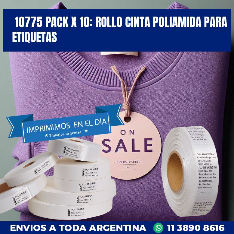 10775 PACK X 10: ROLLO CINTA POLIAMIDA PARA ETIQUETAS