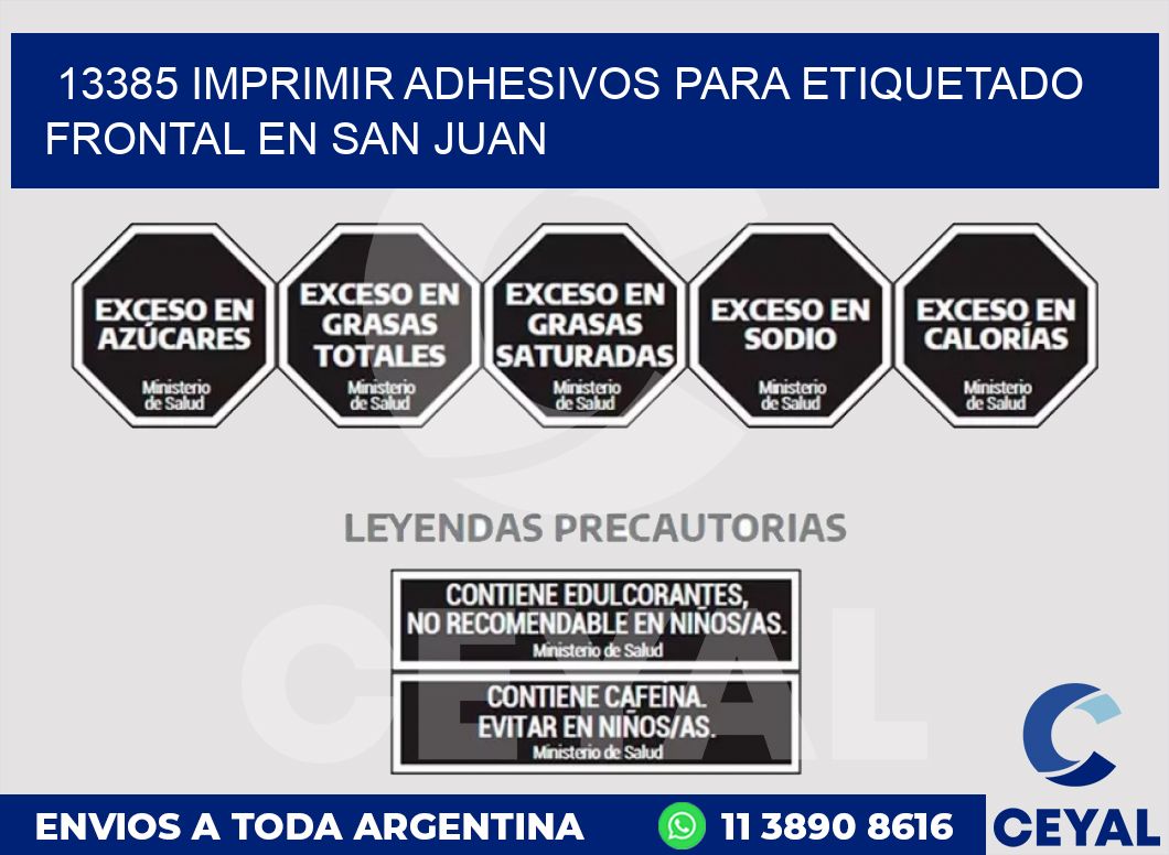 13385 IMPRIMIR ADHESIVOS PARA ETIQUETADO FRONTAL EN SAN JUAN