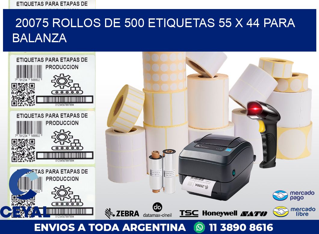 20075 ROLLOS DE 500 ETIQUETAS 55 X 44 PARA BALANZA