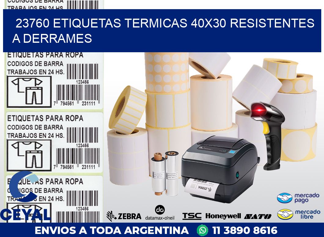 23760 ETIQUETAS TERMICAS 40X30 RESISTENTES A DERRAMES